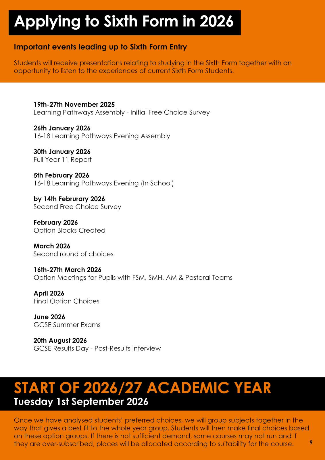 6th Form Pathways Timeline
